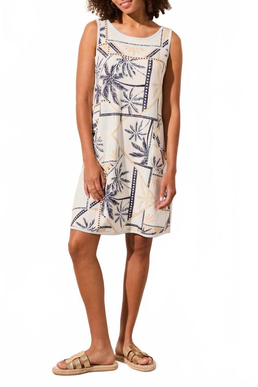 NEW TRIBAL reversible tropical waters sleeveless dress in white/navy